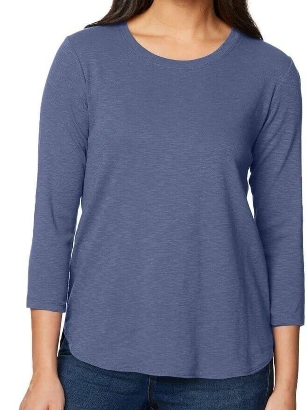 Kirkland Signature Scoop-Neck Long Sleeve slub tee in Slate Blue